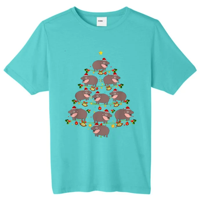 Moo Deng Christmas Tree Funny Christmas Cute Moo Deng ChromaSoft Performance T-Shirt