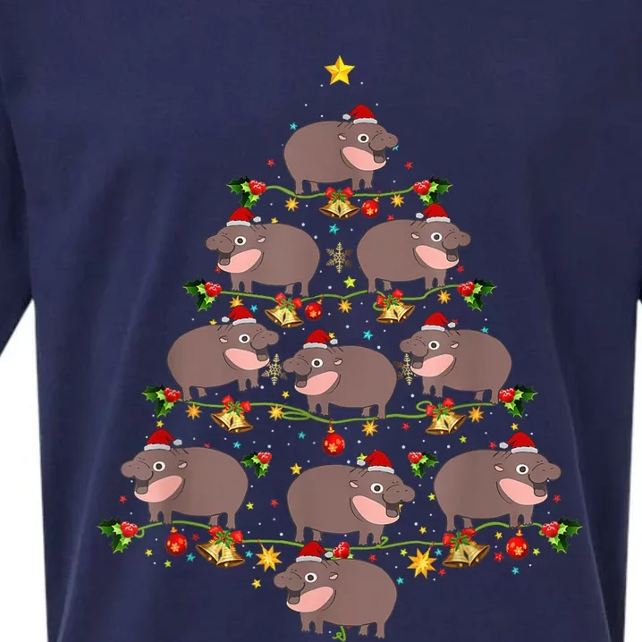 Moo Deng Christmas Tree Funny Christmas Cute Moo Deng Sueded Cloud Jersey T-Shirt