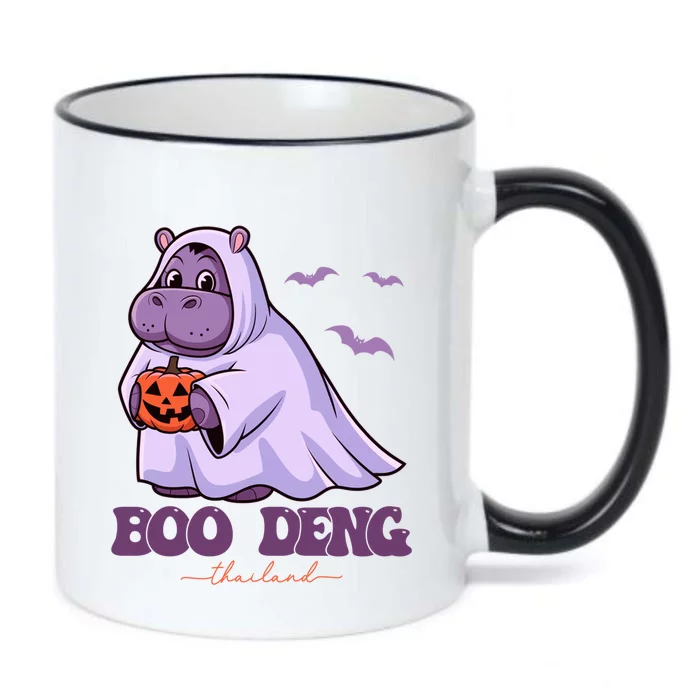 Moo Deng Cute Baby Pygmy Hippo Bouncy Pig In Thai Halloween Black Color Changing Mug