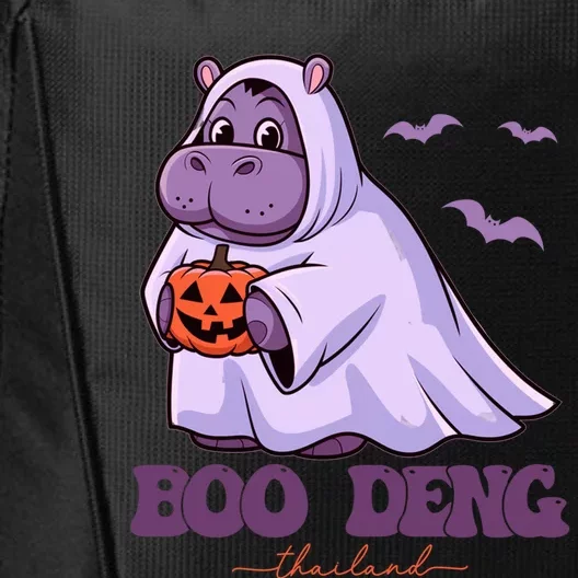 Moo Deng Cute Baby Pygmy Hippo Bouncy Pig In Thai Halloween City Backpack