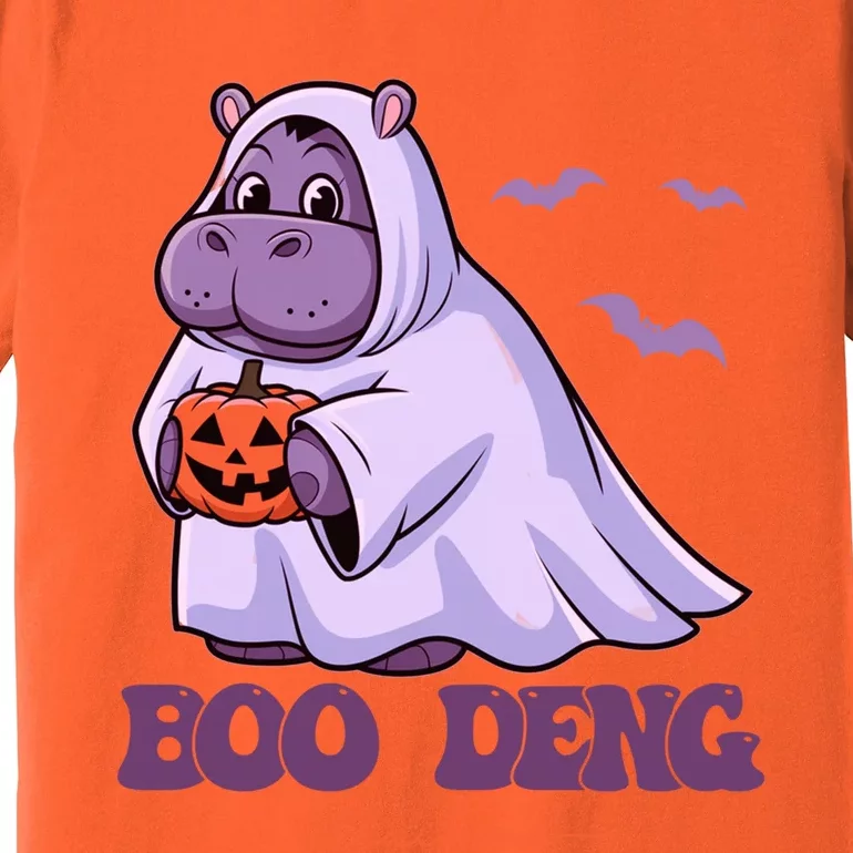 Moo Deng Cute Baby Pygmy Hippo Bouncy Pig In Thai Halloween Premium T-Shirt