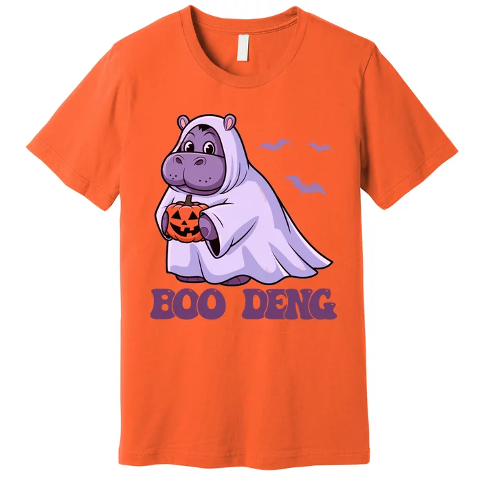 Moo Deng Cute Baby Pygmy Hippo Bouncy Pig In Thai Halloween Premium T-Shirt