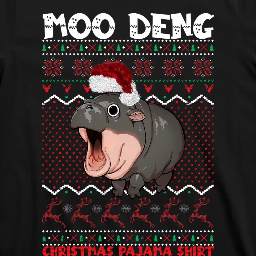 Moo Deng Christmas Moo Deng Christmas Pajama Matching Family T-Shirt