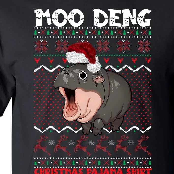 Moo Deng Christmas Moo Deng Christmas Pajama Matching Family Tall T-Shirt