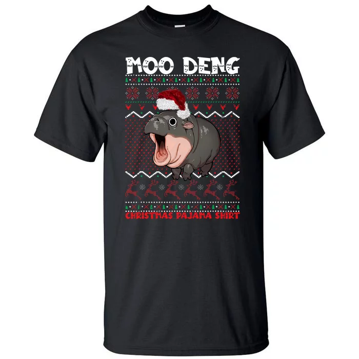 Moo Deng Christmas Moo Deng Christmas Pajama Matching Family Tall T-Shirt