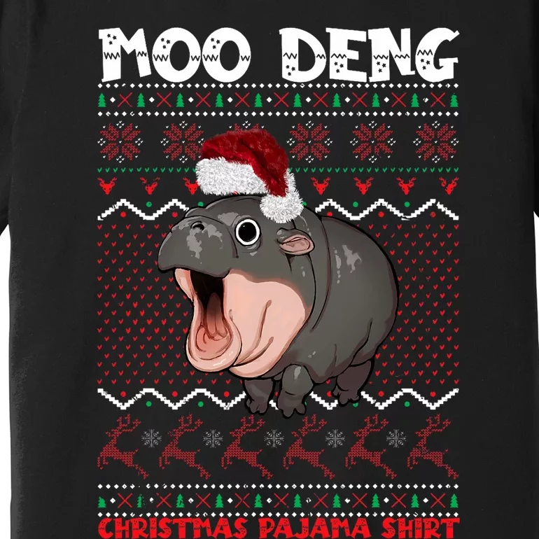 Moo Deng Christmas Moo Deng Christmas Pajama Matching Family Premium T-Shirt