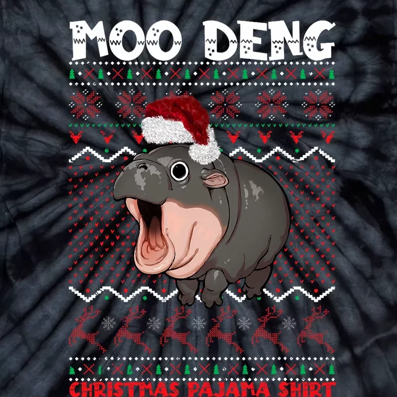 Moo Deng Christmas Moo Deng Christmas Pajama Matching Family Tie-Dye T-Shirt