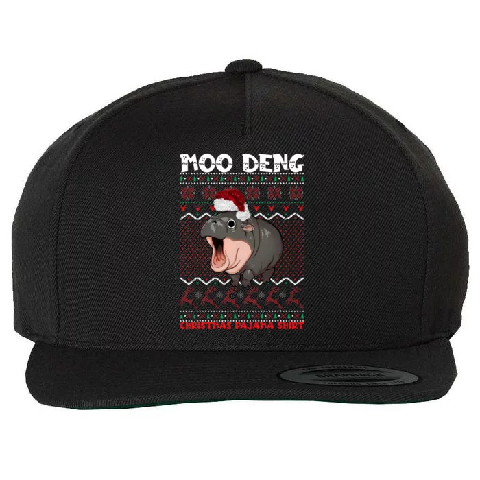 Moo Deng Christmas Moo Deng Christmas Pajama Matching Family Wool Snapback Cap