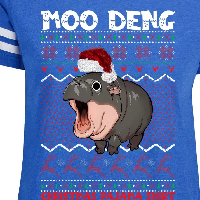 Moo Deng Christmas Moo Deng Christmas Pajama Matching Family Enza Ladies Jersey Football T-Shirt