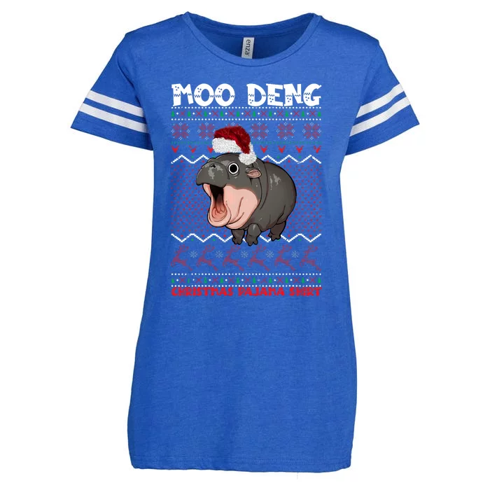 Moo Deng Christmas Moo Deng Christmas Pajama Matching Family Enza Ladies Jersey Football T-Shirt