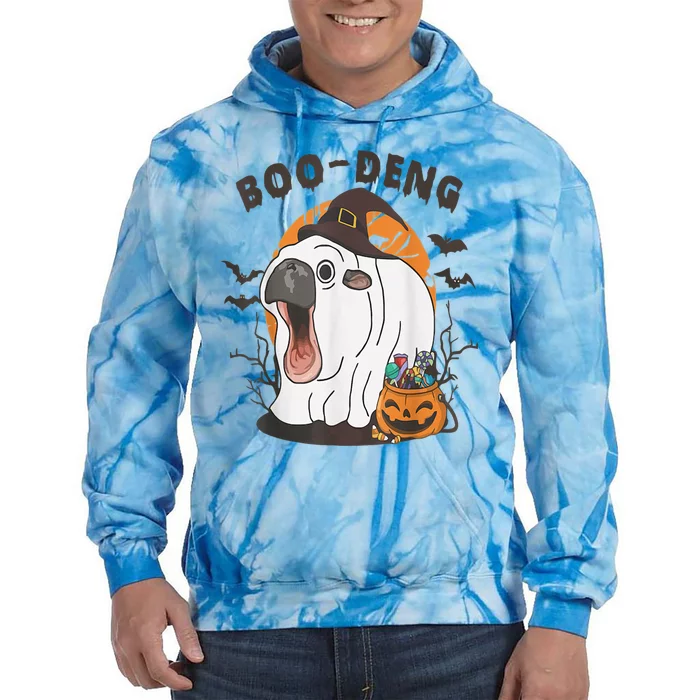 Moo Deng Cute Baby Pygmy Hippo Bouncy Pig In Thai Halloween Tie Dye Hoodie