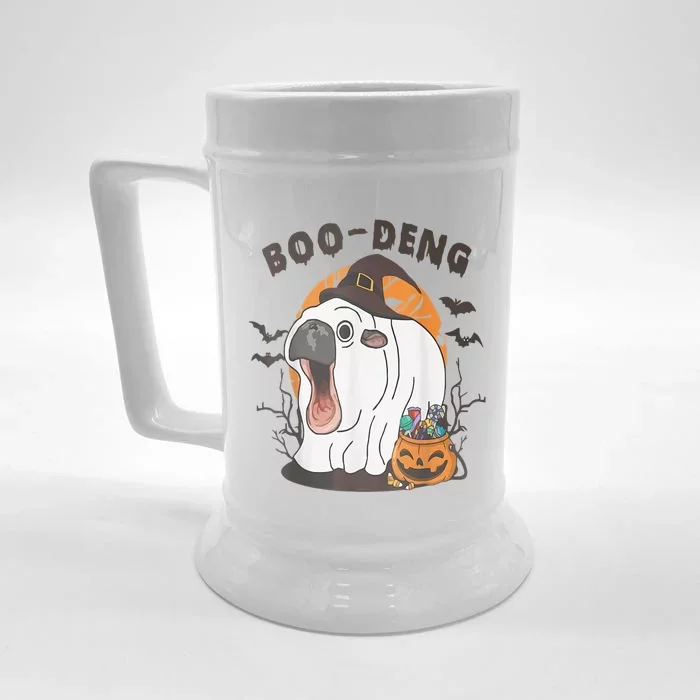 Moo Deng Cute Baby Pygmy Hippo Bouncy Pig In Thai Halloween Front & Back Beer Stein