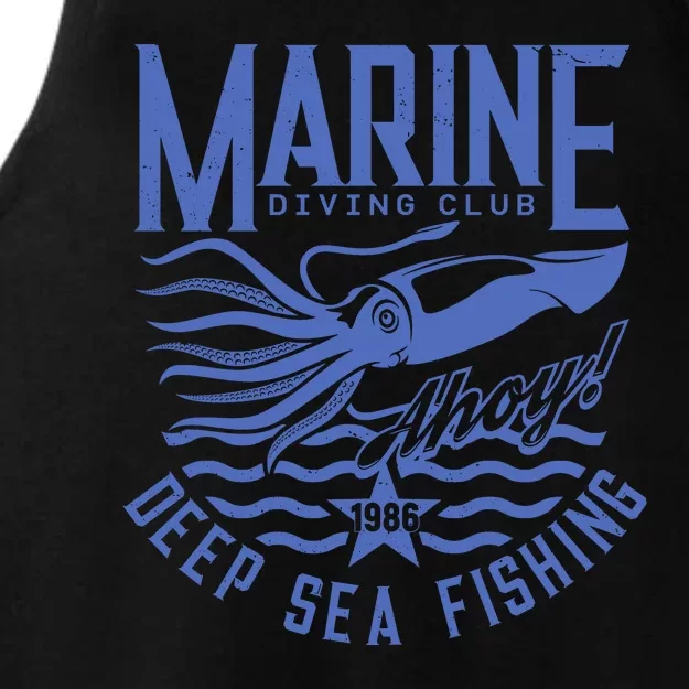 Marine Diving Club Deep Sea Fishing 1986 Ladies Tri-Blend Wicking Tank