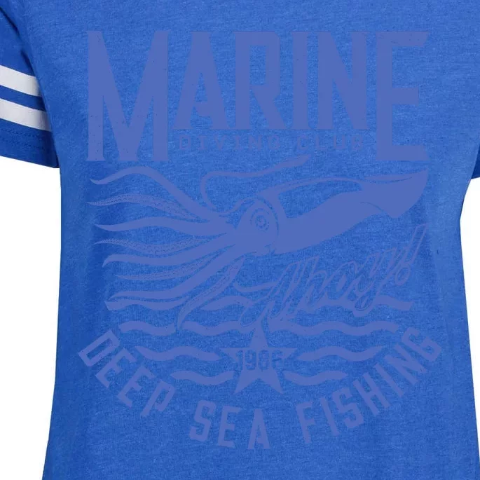 Marine Diving Club Deep Sea Fishing 1986 Enza Ladies Jersey Football T-Shirt