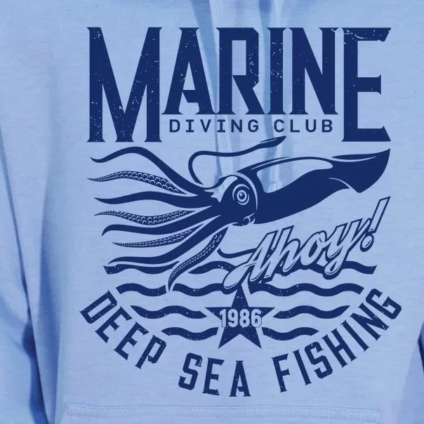 Marine Diving Club Deep Sea Fishing 1986 Unisex Surf Hoodie