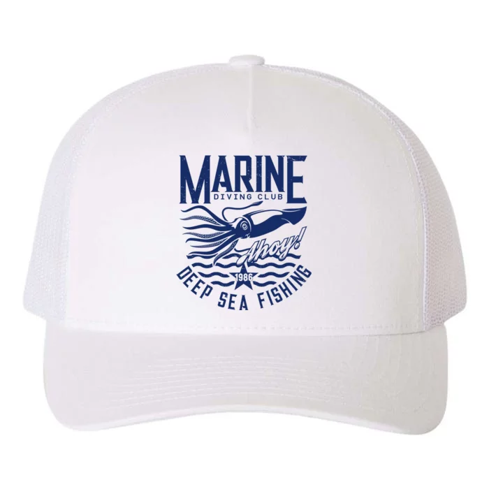 Marine Diving Club Deep Sea Fishing 1986 Yupoong Adult 5-Panel Trucker Hat