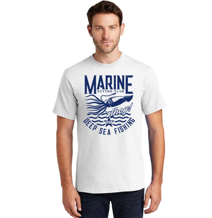 Marine Diving Club Deep Sea Fishing 1986 Tall T-Shirt