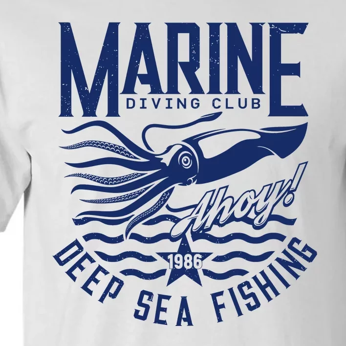 Marine Diving Club Deep Sea Fishing 1986 Tall T-Shirt