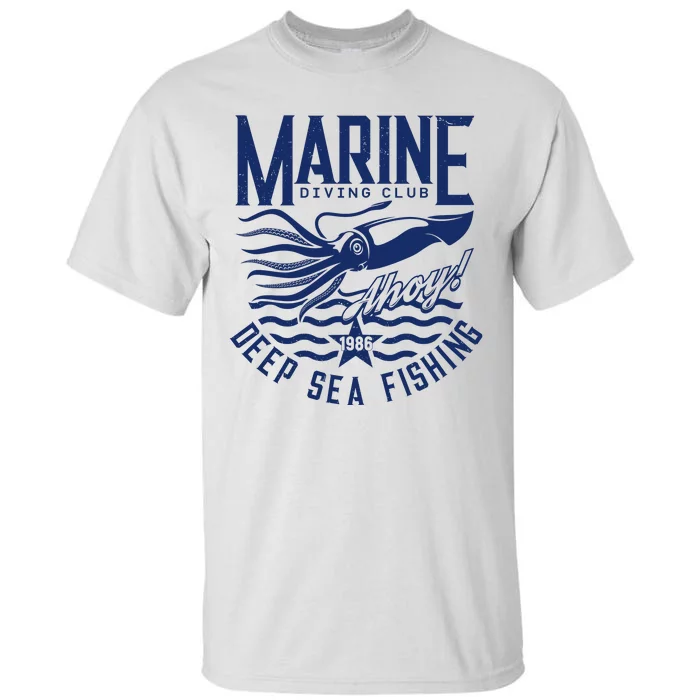 Marine Diving Club Deep Sea Fishing 1986 Tall T-Shirt