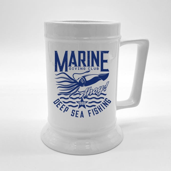 Marine Diving Club Deep Sea Fishing 1986 Front & Back Beer Stein