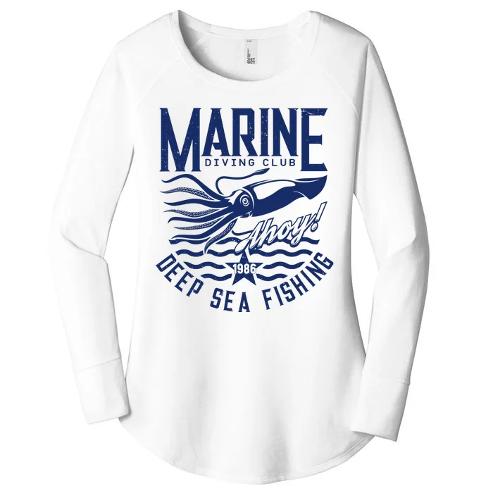 Marine Diving Club Deep Sea Fishing 1986 Women's Perfect Tri Tunic Long Sleeve Shirt