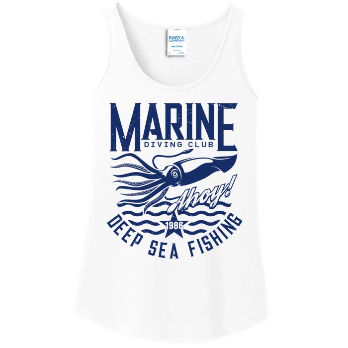 Marine Diving Club Deep Sea Fishing 1986 Ladies Essential Tank