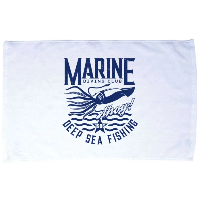 Marine Diving Club Deep Sea Fishing 1986 Microfiber Hand Towel