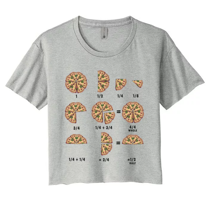 Maths Day Costume Idea And Pizza Slice Fraction Gift Women's Crop Top Tee