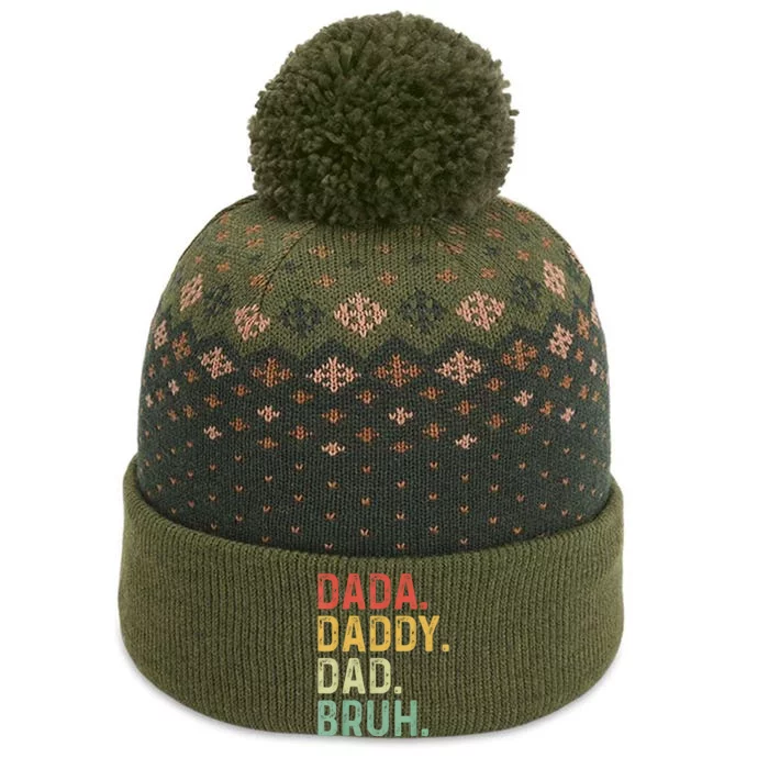 Men Dada Daddy Dad Bruh Fathers Day Vintage Funny Father The Baniff Cuffed Pom Beanie