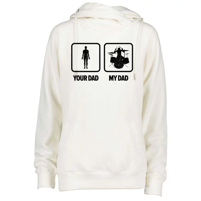 My Dad Drummer Drumming Drums Musician Rock Band Metal Gift Womens Funnel Neck Pullover Hood