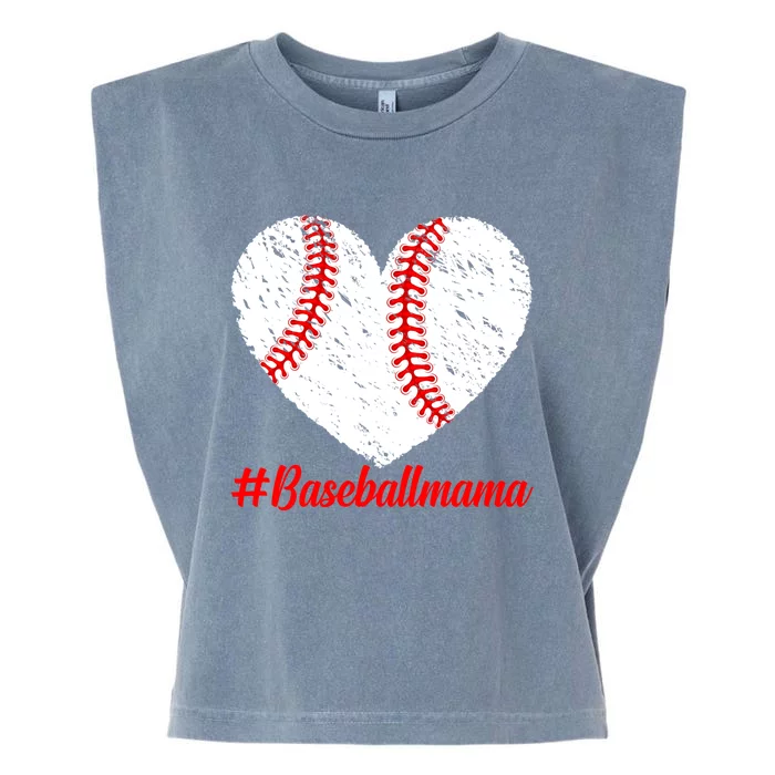 Mothers Day Distressed Baseball Mama Heart Mom Mama Gift Garment-Dyed Women's Muscle Tee