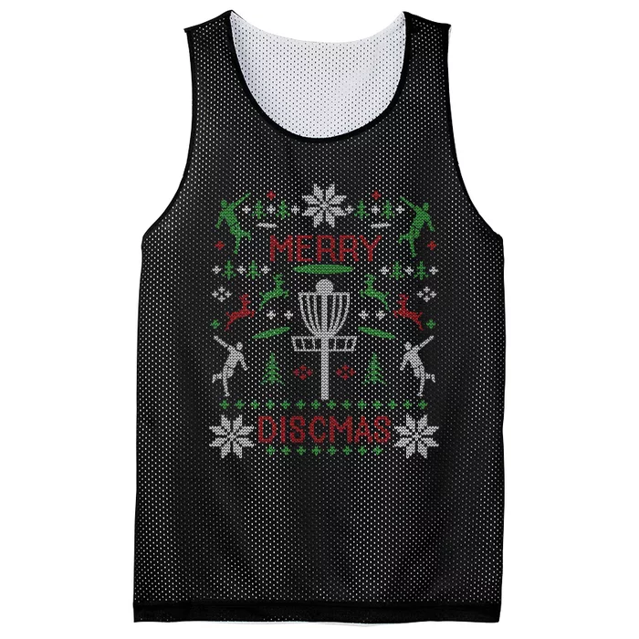 Merry Discmas Disc Golf Ugly Christmas Sweater Party Mesh Reversible Basketball Jersey Tank