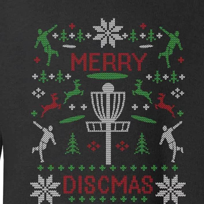 Merry Discmas Disc Golf Ugly Christmas Sweater Party Toddler Sweatshirt