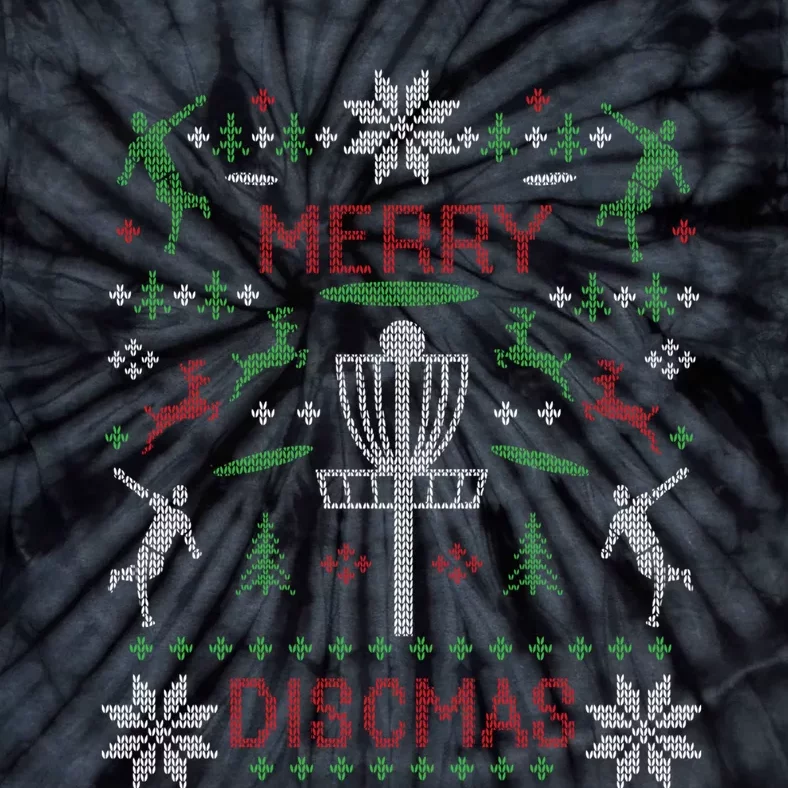 Merry Discmas Disc Golf Ugly Christmas Sweater Party Tie-Dye T-Shirt