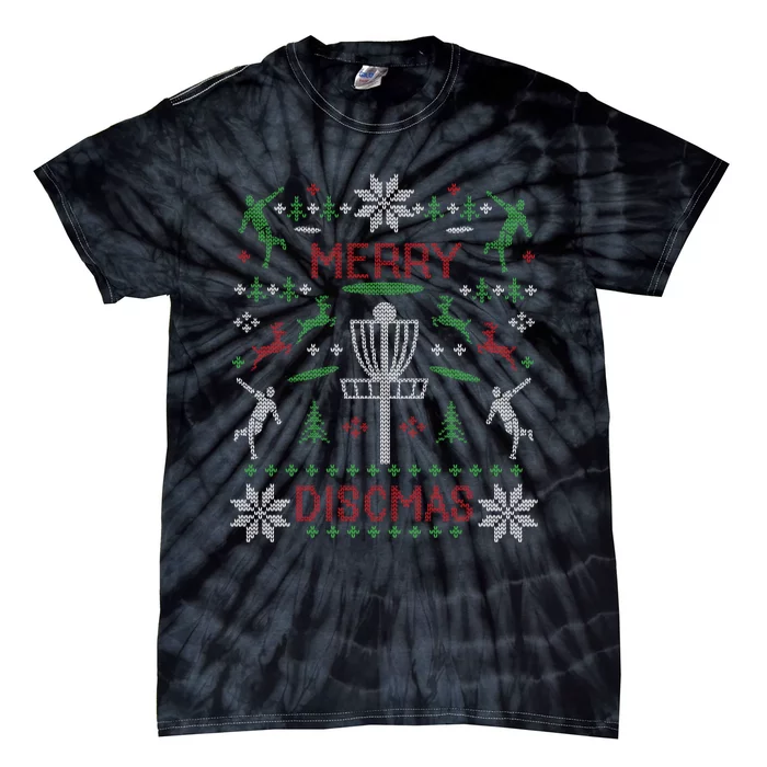 Merry Discmas Disc Golf Ugly Christmas Sweater Party Tie-Dye T-Shirt