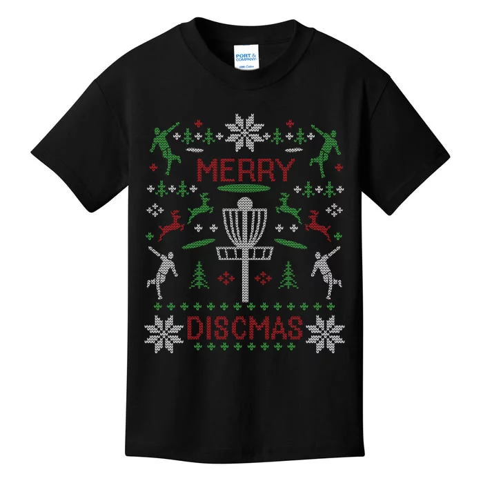 Merry Discmas Disc Golf Ugly Christmas Sweater Party Kids T-Shirt