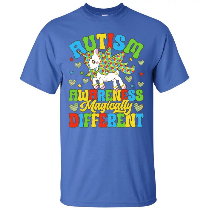 Magically Different Dabbing Unicorn Autism Awareness Puzzle Gift Tall T-Shirt