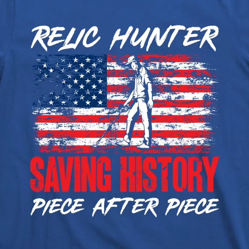 Metal Detecting Detector Relic Hunter American Flag Gift T-Shirt