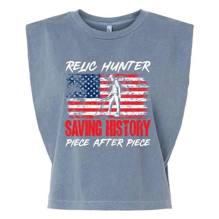 Metal Detecting Detector Relic Hunter American Flag Gift Garment-Dyed Women's Muscle Tee