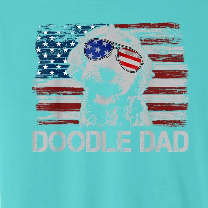 Mens Doodle Dad Goldendoodle Dog American Flag 4th Of July ChromaSoft Performance T-Shirt