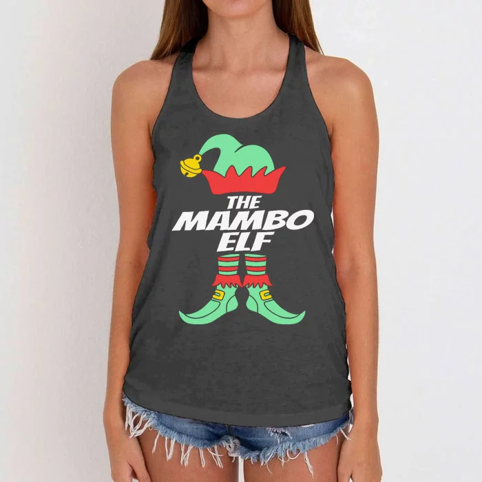 Mambo Dancer Dance Partner Christmas Elf Mambo Women's Knotted Racerback Tank