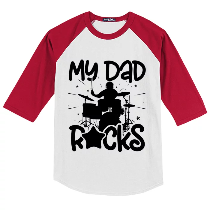 My Dad Drummer Drumming Drums Musician Rock Band Metal Meaningful Gift Kids Colorblock Raglan Jersey