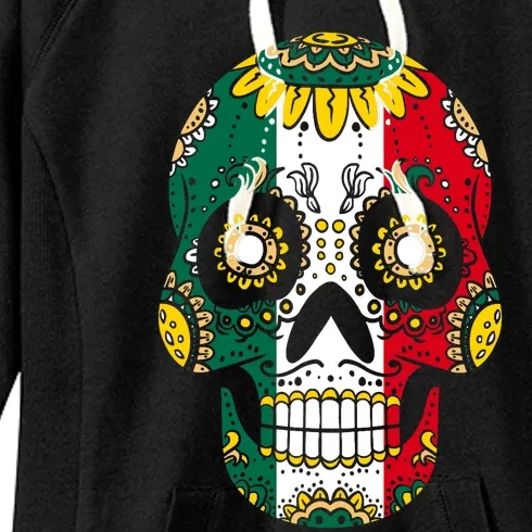 Mexican Dia De Los Muertos Day Costume Sugar Skull Flowers Women's Fleece Hoodie