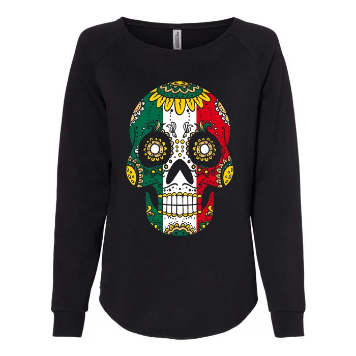 Mexican Dia De Los Muertos Day Costume Sugar Skull Flowers Womens California Wash Sweatshirt