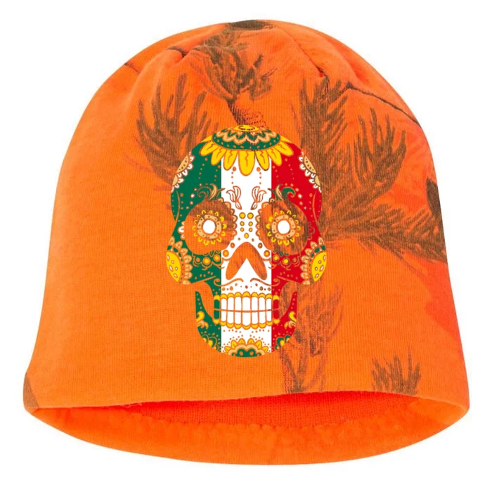 Mexican Dia De Los Muertos Day Costume Sugar Skull Flowers Kati - Camo Knit Beanie