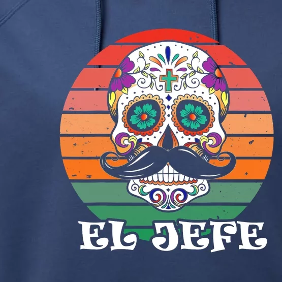 Mexican Dia De Los Muertos Day Of The Dead El Jefe Performance Fleece Hoodie