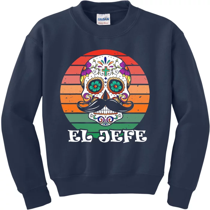 Mexican Dia De Los Muertos Day Of The Dead El Jefe Kids Sweatshirt