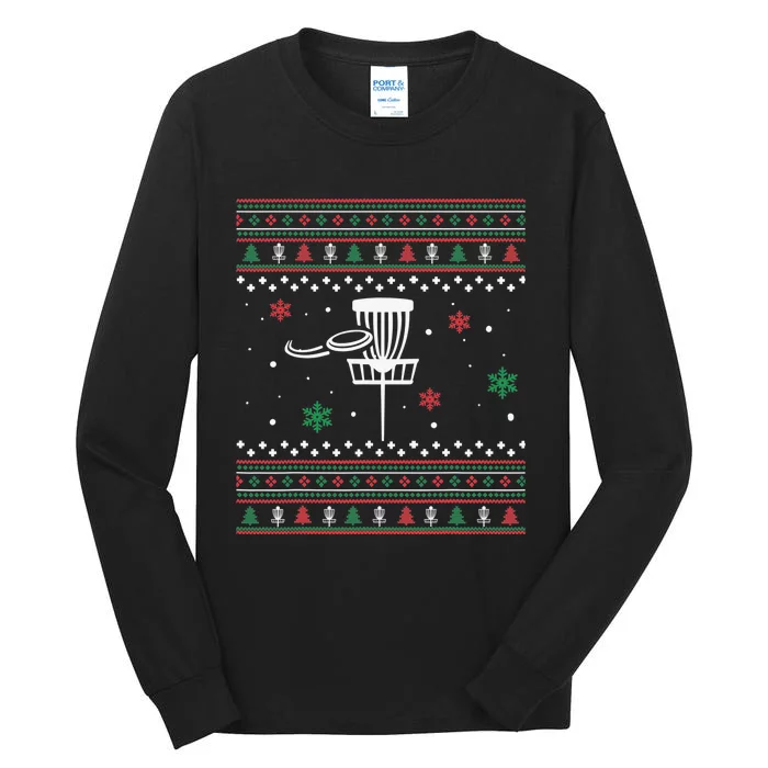 Merry Discmas Disc Golf Ugly Christmas Sweater Party Tall Long Sleeve T-Shirt