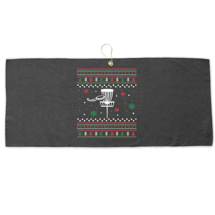 Merry Discmas Disc Golf Ugly Christmas Sweater Party Large Microfiber Waffle Golf Towel