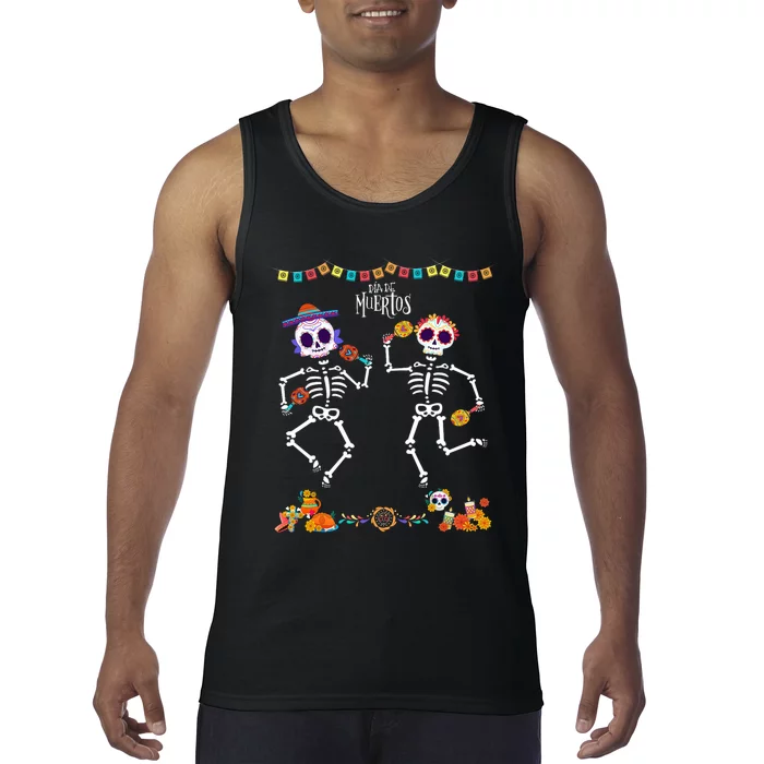 Mexican Dia De Los Muertos Day Of The Dead Skeleton Dancing Tank Top